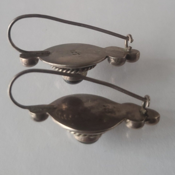 925 Earrings Black Round Onyx drop antique style - Picture 3 of 4